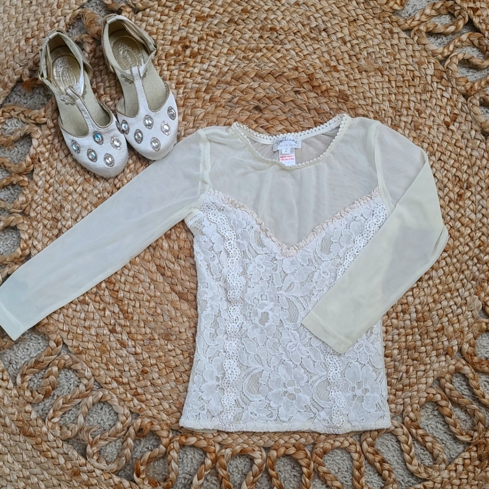 Dollcake lace and mesh top in cream